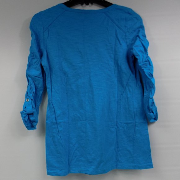 Style & Co. Ruched Sleeve One-Pocket Henley Size Petite Medium - Picture 4 of 5